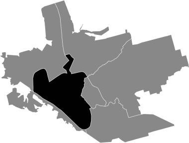 Ukrayna, Zaporizhzhia 'nın gri idari haritasının içindeki VOZNESENIVSKY RAION' un siyah düz çizilmiş konum haritası