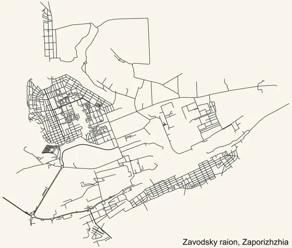 Detailed Navigation Black Lines Urban Street Roads Map Zavodsky Raion — Stock Vector