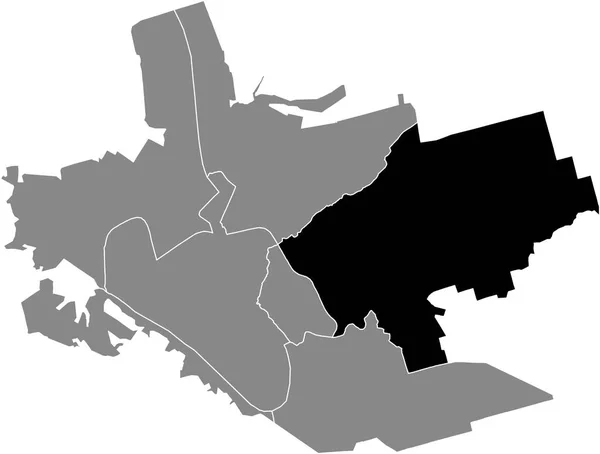 ウクライナのZaporizhzhiaの灰色の行政地図内のShevchenkivsky Raionの黒いフラットブランク強調表示された場所マップ — ストックベクタ