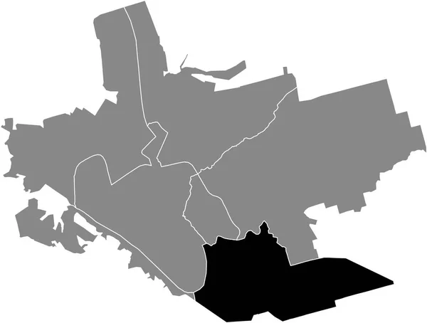 Black Flat Blank Highlighted Location Map Komunarsky Raion Gray Administrative — Stock Vector