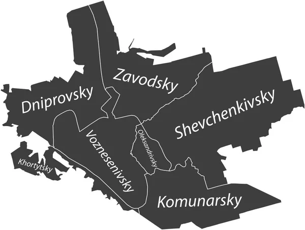 Dark Gray Flat Vector Administrative Map Zaporizhzhzia Ukraine Name Tags — стоковый вектор