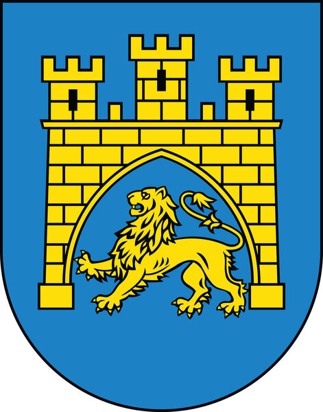 Official coat of arms vector illustration of the Ukrainian regional capital city of LVIV, UKRAINE