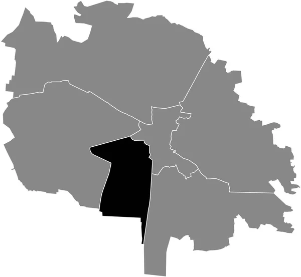 ウクライナ リヴィウの灰色の行政地図の中のフランコ Frankivskyi 地区の黒いフラットブランクハイライトされた場所マップ — ストックベクタ