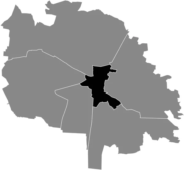 ウクライナのLvivの灰色の行政地図の中のHalych Halytskyi 地区の黒いフラットブランクハイライトされた場所マップ — ストックベクタ