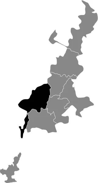 Black Flat Blank Highlighted Location Map Central City Raion Gray — Stock Vector