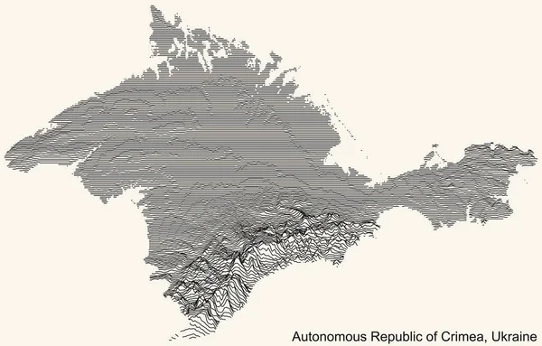 ウクライナ自治共和国の地形救済地図Crimea ヴィンテージベージュの背景に黒い輪郭線でUkraine — ストックベクタ