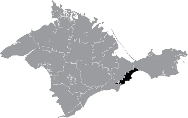 Preto Plano Branco Destaque Mapa Localização Municipalidade Feodosia Dentro Cinza —  Vetores de Stock