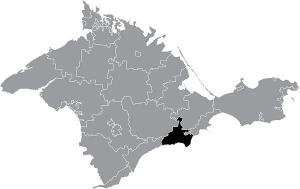 Black Flat Blank Highlighted Location Map Sudak Municipality Gray Administrative — Stock Vector