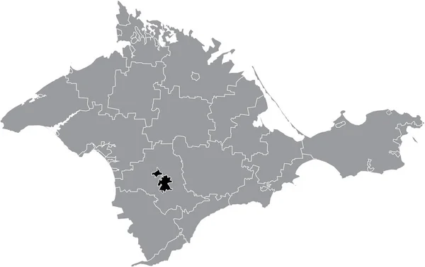 Black Flat Blank Evidenziata Mappa Della Simferopol Municipality All Interno — Vettoriale Stock