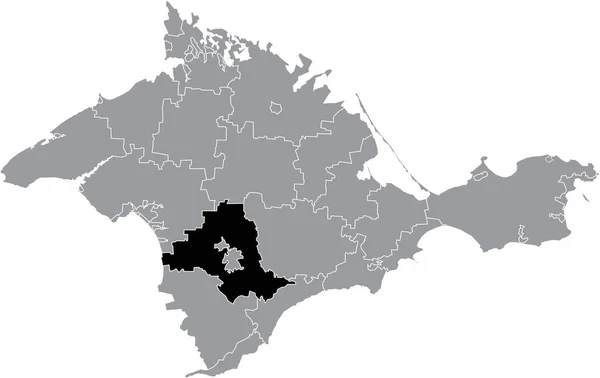 Preto Plano Branco Destaque Mapa Localização Simferopol Raion Dentro Cinza —  Vetores de Stock