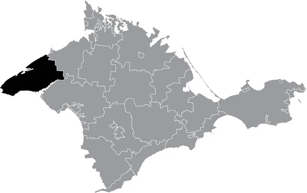 Negro Plano Blanco Destacado Mapa Ubicación Raion Chornomorske Dentro Mapa — Vector de stock