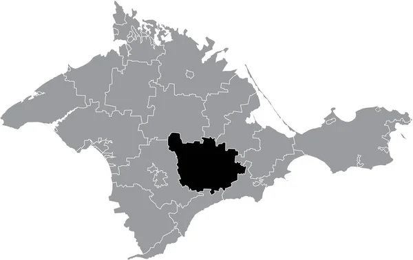 Negro Plano Blanco Destacado Mapa Ubicación Raion Bilohirsk Dentro Mapa — Vector de stock