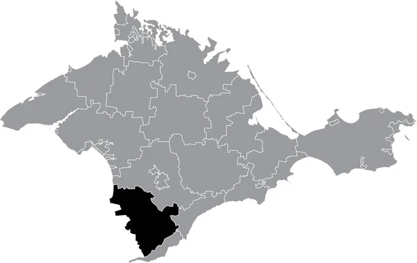 평지에는 우크라이나 공화국의 라이온 내부에 Bakhchysarai Raion 지도가 강조되어 — 스톡 벡터