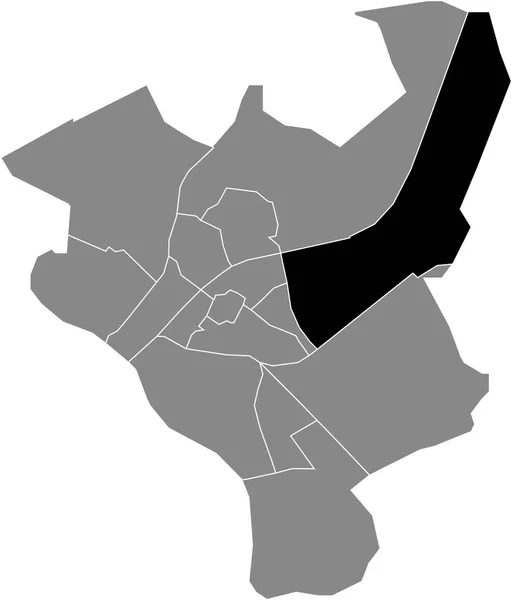 オランダのツワレの灰色の行政地図の中のベルクム地区の黒い平らな空のハイライトされた場所の地図 — ストックベクタ