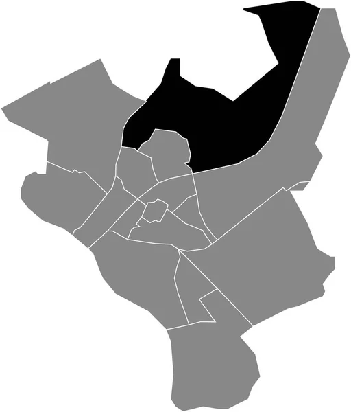 オランダのツワレの灰色の行政地図の中のヴェクターランド地区の黒い平らな空のハイライトされた場所の地図 — ストックベクタ