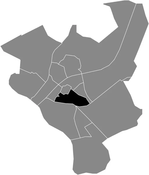 荷兰Zwolle灰色行政地图内的Assendorp District黑色扁平醒目空白位置图 — 图库矢量图片