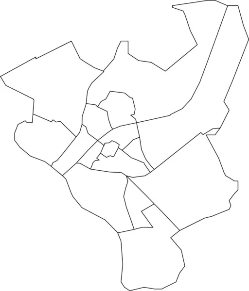 Mapa Administrativo Plano Blanco Vectorial Zwolle Países Bajos Con Líneas — Archivo Imágenes Vectoriales