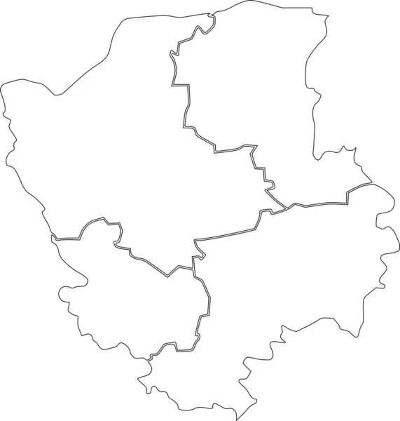 ボリンOblastのウクライナ行政区の放射線領域の白いフラットブランクベクトルマップ その放射線の黒い境界線を持つウクライナ — ストックベクタ