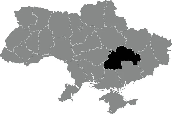 Schwarze Flache Blanko Hervorgehobene Positionskarte Des Ukrainischen Verwaltungsgebietes Dnipropetrovsk Sicheslav — Stockvektor