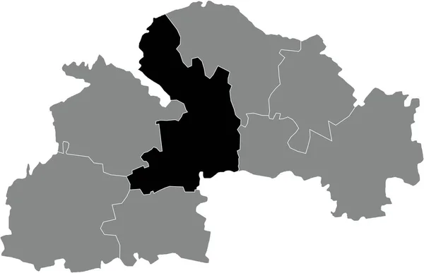 ウクライナのドニプロペトロフスク州 シケスラフ州 のウクライナ行政区の灰色の放射線地図の中のDnipro Rionの黒いフラットブランクハイライト位置マップ — ストックベクタ