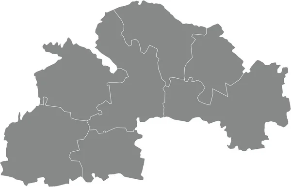 Carte Vectorielle Blanc Plat Gris Des Zones Raion Zone Administrative — Image vectorielle