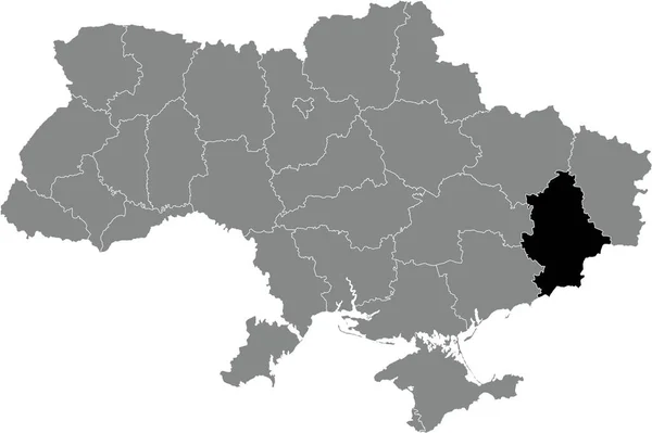 Preto Plano Branco Destaque Mapa Localizador Área Administrativa Ucraniana Donetsk — Vetor de Stock