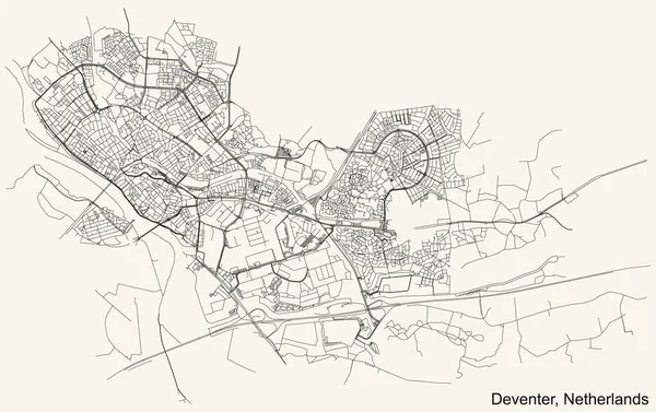 Detailed Navigation Black Lines Urban Street Roads Map Dutch Regional — Stock Vector