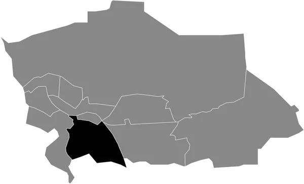 Black Flat Blank Podkreślił Mapę Lokalizacji Bergweide District Wewnątrz Szarej — Wektor stockowy