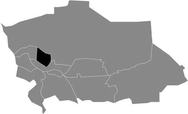 Black Flat Blank Mappa Dettagliata Della Keizerslanden District All Interno — Vettoriale Stock