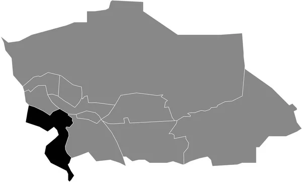 荷兰德文特灰色行政地图内Binnenstad District的黑色平面突出显示空白位置图 — 图库矢量图片