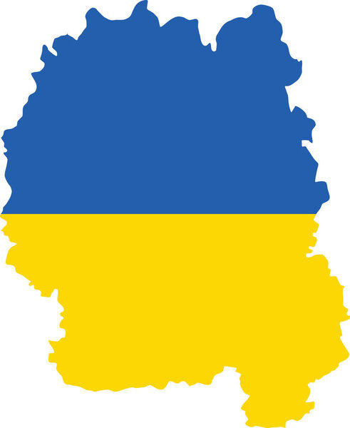 Flat vector map of the Ukrainian administrative area  of ZHYTOMYR OBLAST combined with official flag of UKRAINE