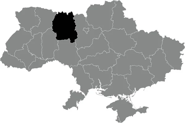 Fekete Lapos Kiemelt Helymeghatározó Térkép Ukrán Közigazgatási Terület Zhytomyr Oblast — Stock Vector