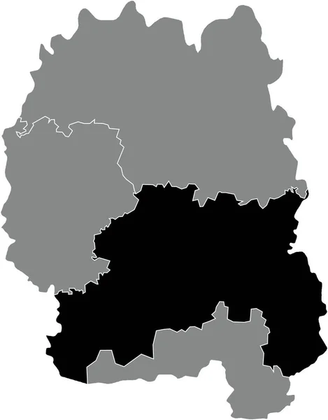 黒のフラットは Zhytomyr州 ウクライナのウクライナ行政区の灰色のレーションマップ内のZhytomyr Raionの位置マップを強調しました — ストックベクタ