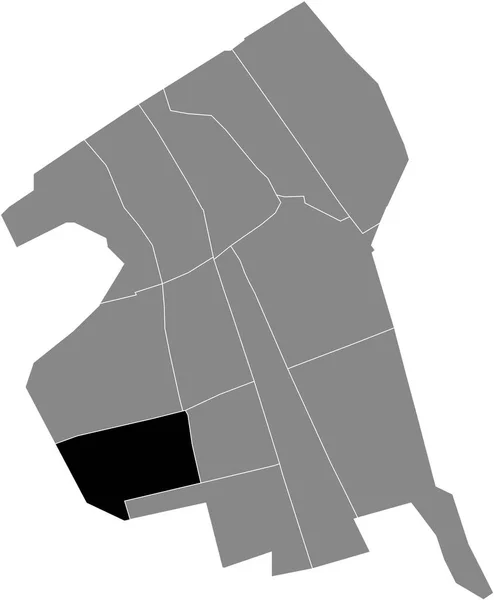 Zwarte Platte Blanco Gemarkeerde Locatiekaart Van Tanthof West District Grijze — Stockvector