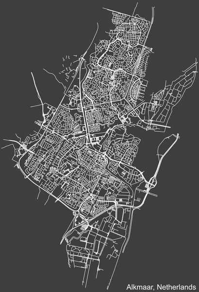 Navegación Negativa Detallada Líneas Blancas Calle Urbana Mapa Carreteras Capital — Archivo Imágenes Vectoriales