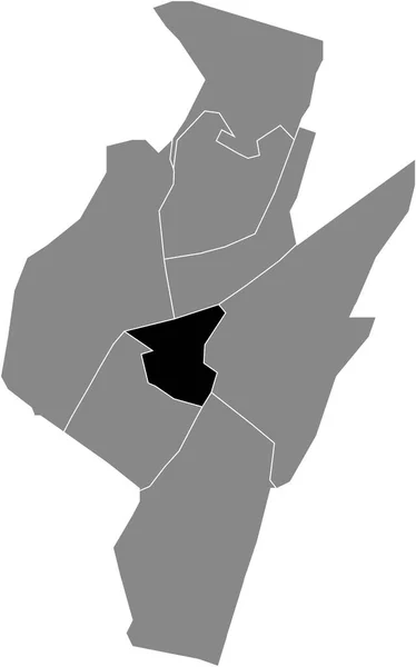 Schwarze Flache Blanko Hervorgehobene Lagekarte Des Binnenstad District Innerhalb Der — Stockvektor