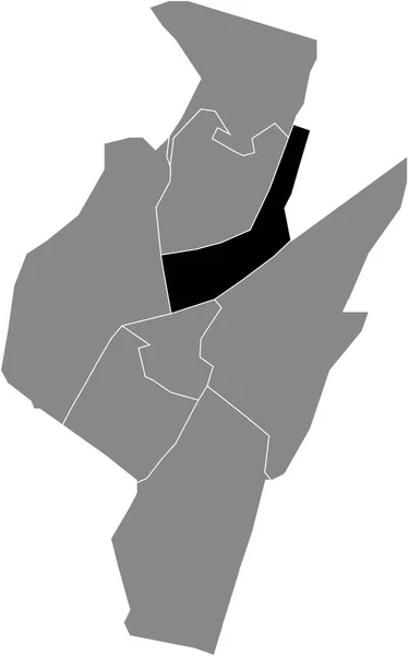 Mapa Ubicación Resaltado Blanco Plano Negro Del Distrito Huiswaard Zuid — Vector de stock