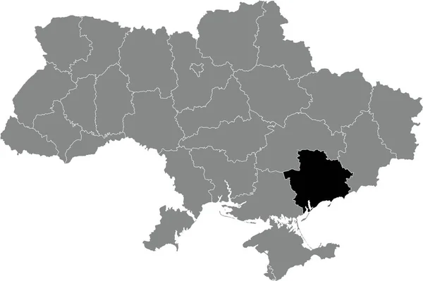 Schwarze Flache Blanko Hervorgehobene Positionskarte Des Ukrainischen Verwaltungsgebietes Zaporizhia Oblast — Stockvektor