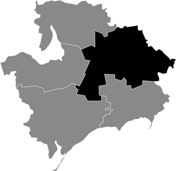 ウクライナのザポリシア州のウクライナ行政区の灰色のレーションマップ内のPolohy Raionの黒いフラットブランクハイライトされた場所マップ — ストックベクタ