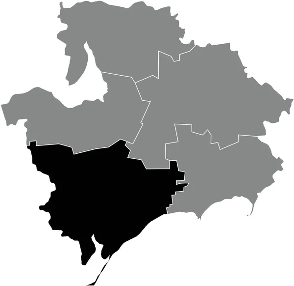 乌克兰Zaporizhia州乌克兰行政区灰色阴离子地图内Melitopol Raion的黑色扁平突出显示空白位置图 — 图库矢量图片