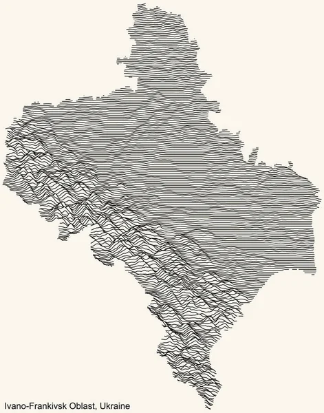 Mapa Pomocy Topograficznej Ukraińskiego Obszaru Administracyjnego Ivano Frankivsk Oblast Ukraine — Wektor stockowy