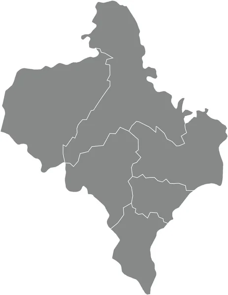 Carte Vectorielle Blanc Plat Grise Des Zones Rationnement Zone Administrative — Image vectorielle