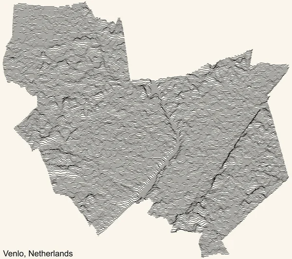 Topograficzna Mapa Miasta Venlo Niderlandy Czarnymi Konturami Beżowym Tle Rocznika — Wektor stockowy