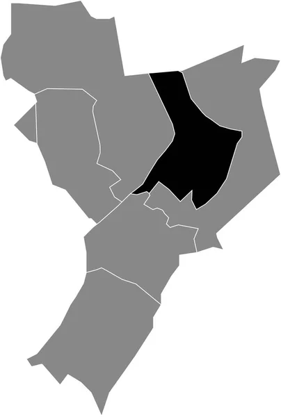 オランダのヴェロの灰色の行政地図の中にあるVenlo Stad Districtの黒いフラットブランクハイライトされた場所マップ — ストックベクタ