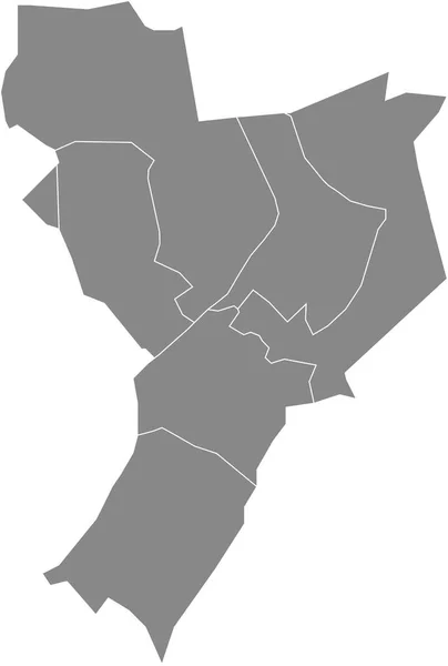 ベネズエラの灰色のフラットブランクベクトル管理マップ その地区の黒い境界線とオランダ — ストックベクタ