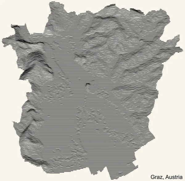 Graz Austria Nın Topografik Yardım Haritası Klasik Bej Arka Planda — Stok Vektör