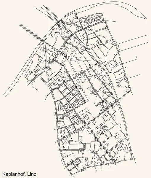 Navegação Detalhada Linhas Pretas Mapa Das Estradas Urbanas Rua Distrito — Vetor de Stock