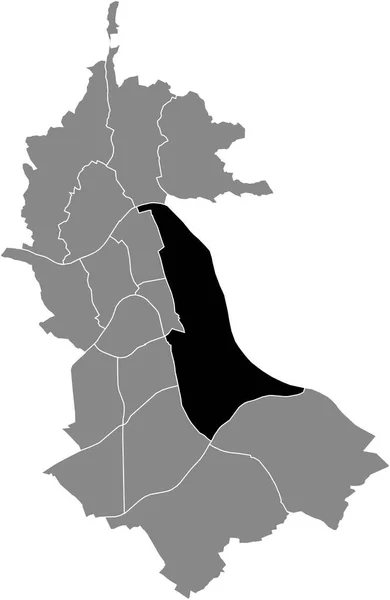 Mapa Ubicación Resaltado Blanco Negro Del Distrito Industriegebiet Hafen Dentro — Vector de stock