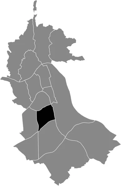 奥地利林茨灰色行政地图内的Spallerhof District黑色平面醒目空白位置图 — 图库矢量图片