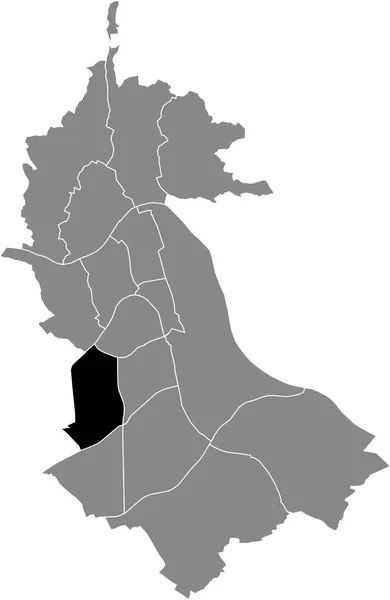 Mapa Ubicación Resaltado Blanco Negro Del Distrito Bindermichl Keferfeld Dentro — Vector de stock